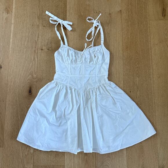 For Love and Lemons Mini Dress Tie Shoulders Jesse Size S White